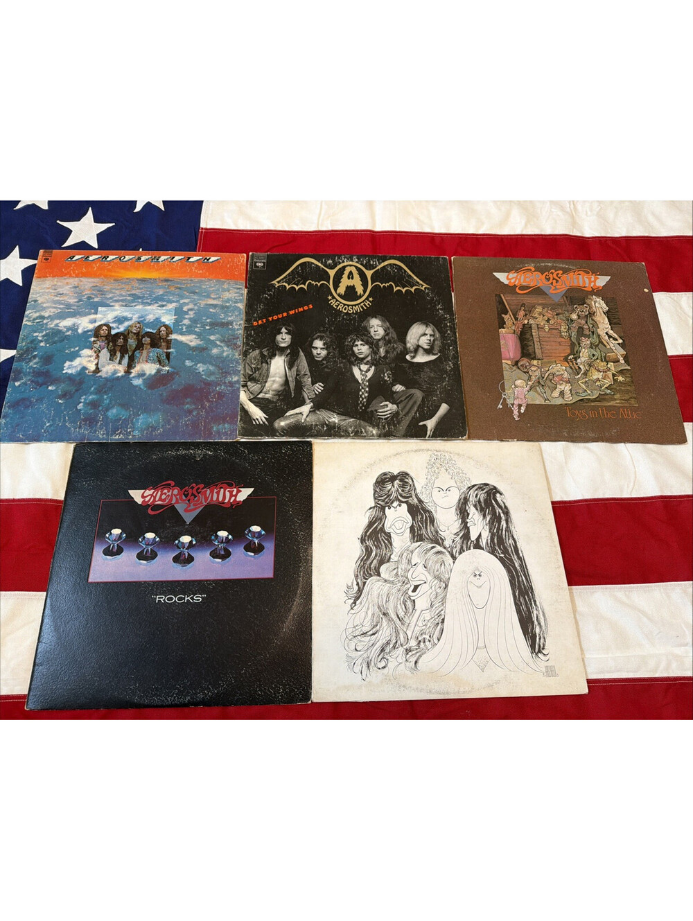 AEROSMITH - LOT OF  5 VINYL LPs FIRST FIVE 1973 - 1977 ALL VG+/VG+